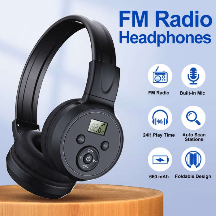 F4 Digital Display Automatic Scanning Foldable FM Radio Headphone, Spec: Battery Version