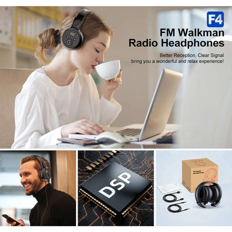 F4 Digital Display Automatic Scanning Foldable FM Radio Headphone, Spec: Charging Version