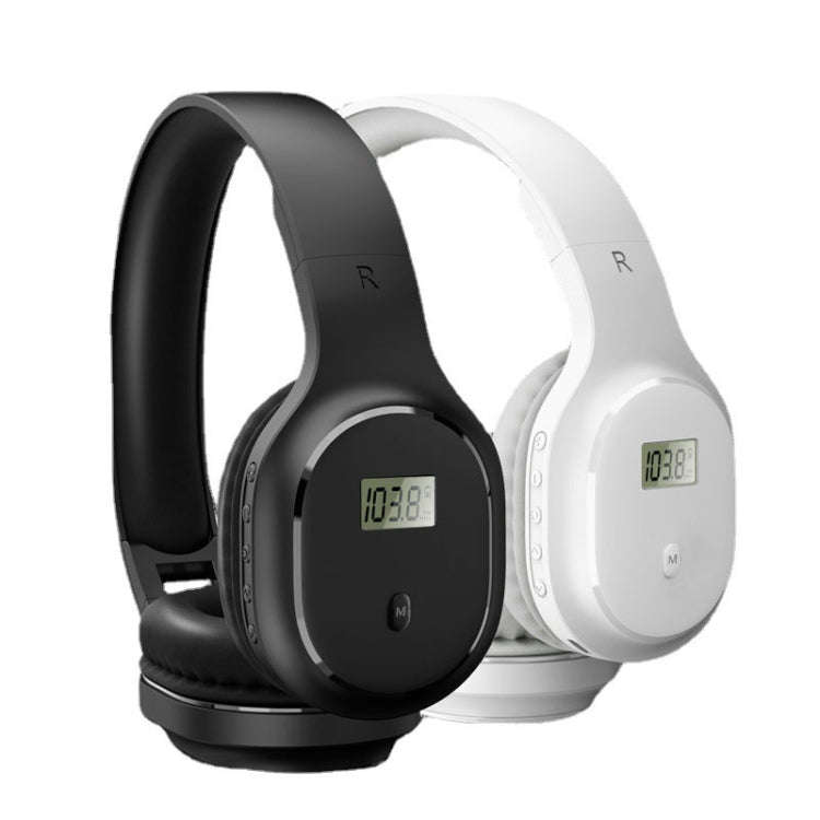 A8 Charging Version Portable Digital Display FM Headphone(Black)
