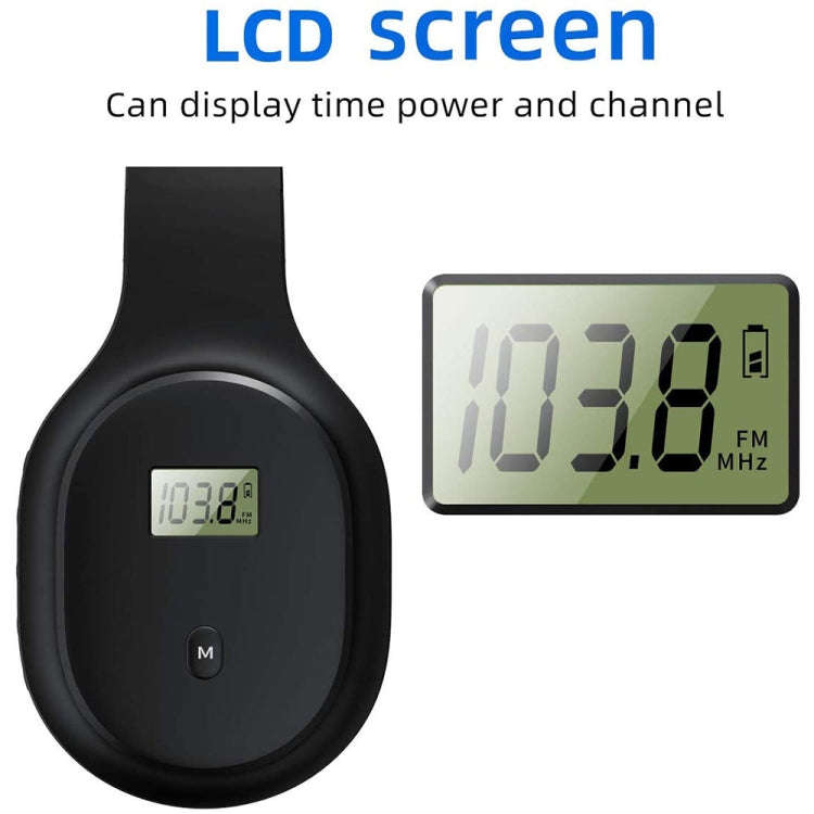 A8 Charging Version Portable Digital Display FM Headphone(Black)