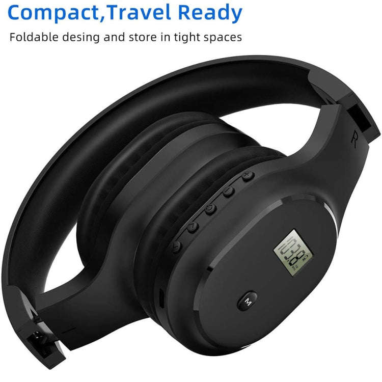 A8 Charging Version Portable Digital Display FM Headphone(Black)