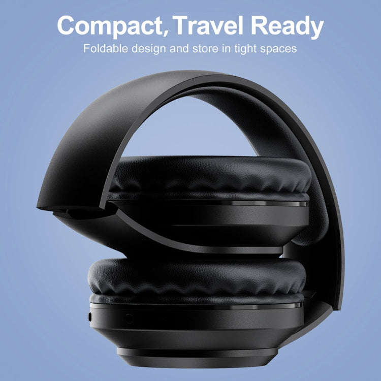 X5 Portable Digital Display Folding Headset FM Radio Headphones, Color: Charging Black