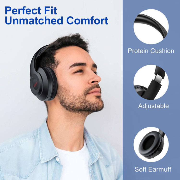 X5 Portable Digital Display Folding Headset FM Radio Headphones, Color: Charging White