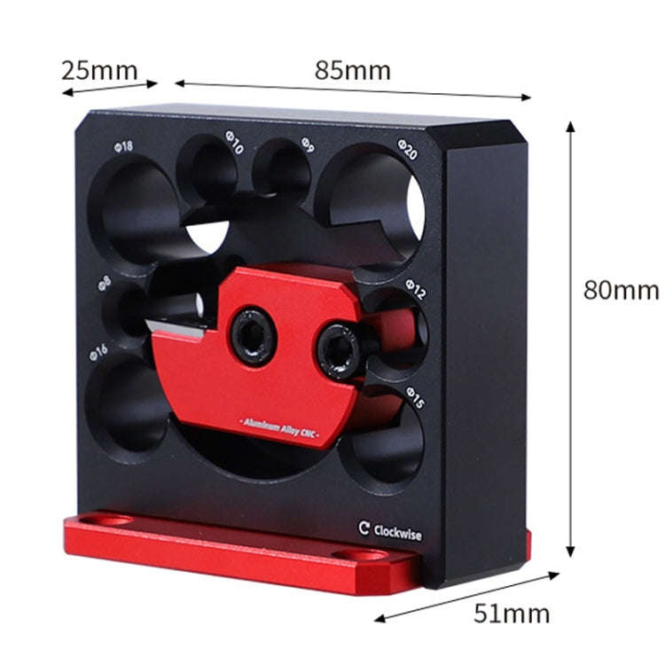 RUITOOL 8pcs / Set Adjustable 8-Hole Drill Rounders Woodworking DIY Tools, Color: Silver And Red