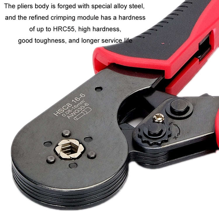 Wire Tube Type European Terminal Crimping Pliers(HCS8 16-6 Red Black)