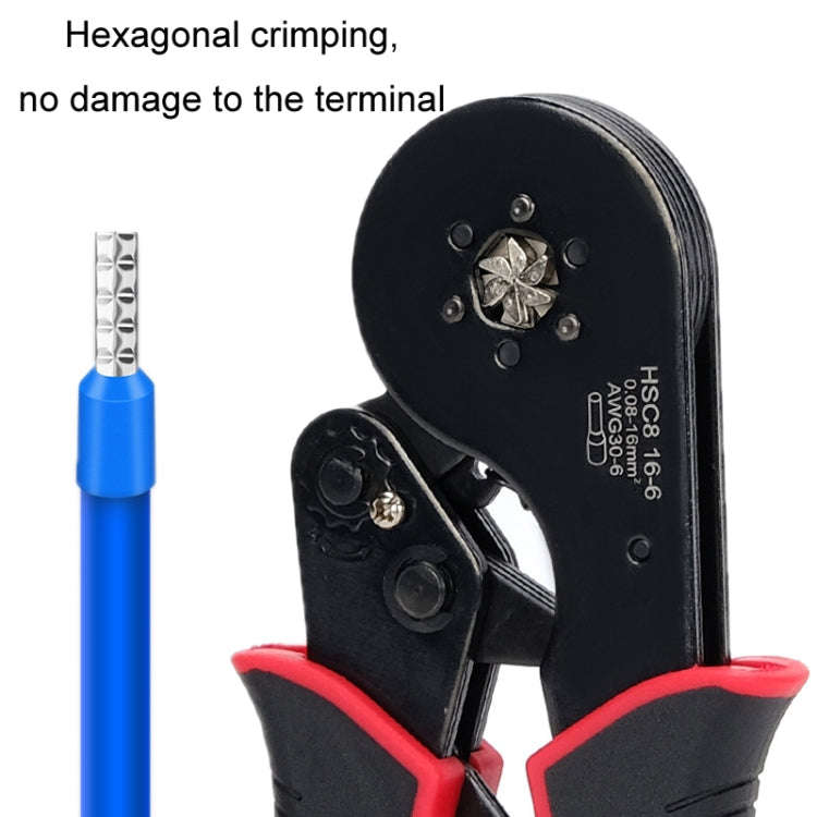 Wire Tube Type European Terminal Crimping Pliers(HCS8 16-6 Red Black)