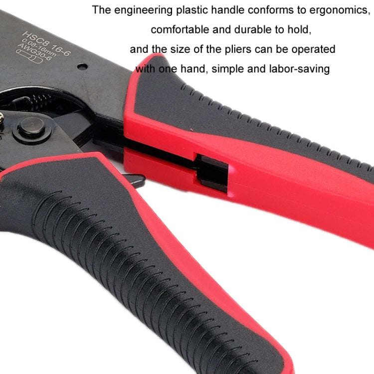 Wire Tube Type European Terminal Crimping Pliers(HCS8 16-6 Red Black)