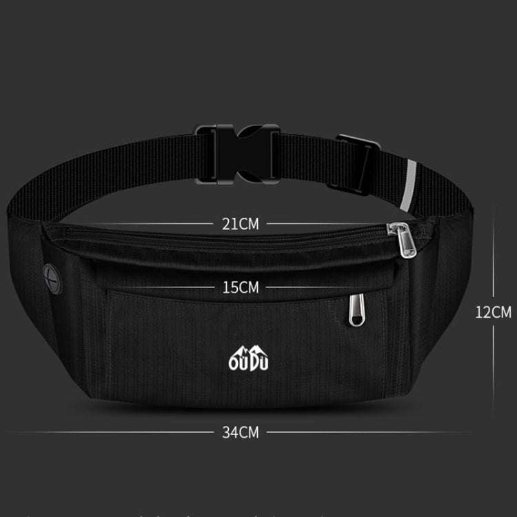 OUDU Outdoor Sports Waist Pack Male And Female Running Waterproof Cell Phone Bag(Black)