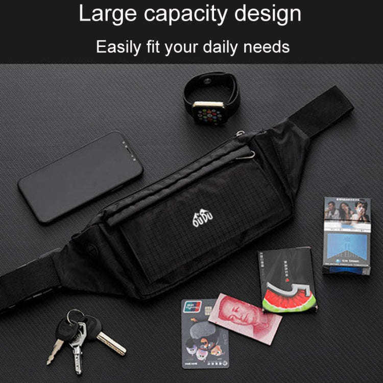 OUDU Outdoor Sports Waist Pack Male And Female Running Waterproof Cell Phone Bag(Black)