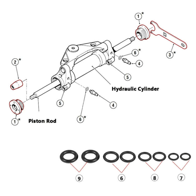 For Seastar HS5157 Boat Front Mount Hydraulic Steering Cylinder Seal Kits Wrench Tool(Orange Inne...
