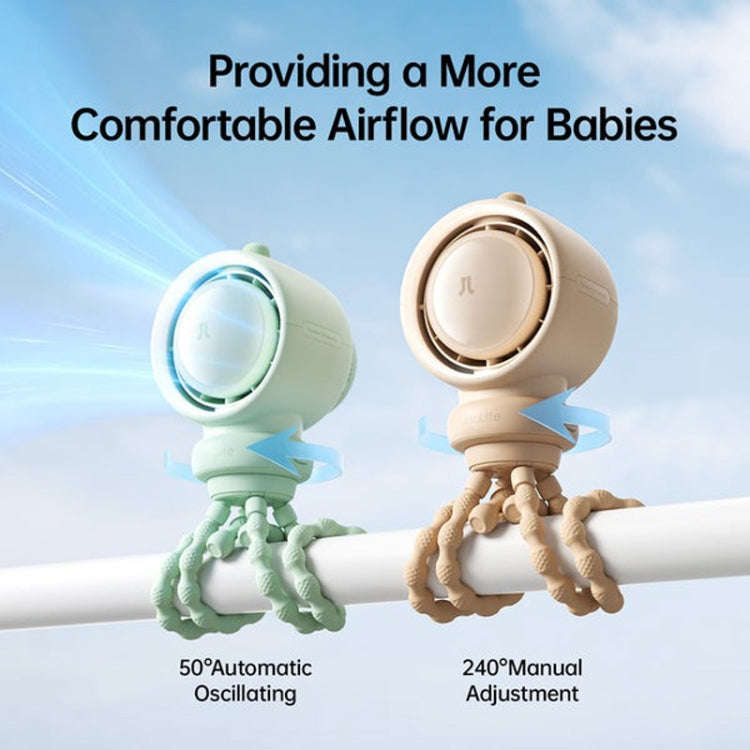 JisuLife Stroller Fan Life2S High Speed Energy Saving Stroller Mini Fan Octopus Bladeless Swingab...