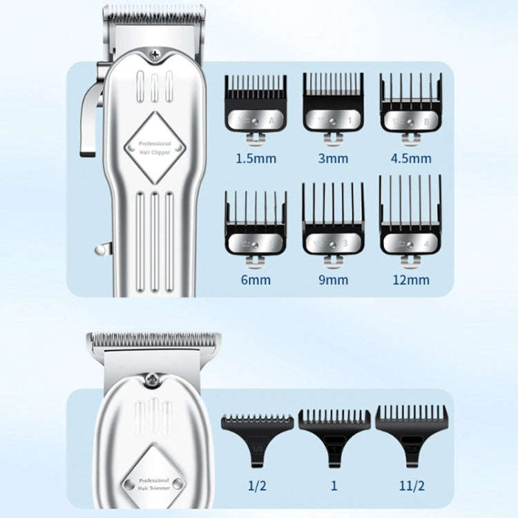 3pcs /Set Men Home Hair Salon High-power Hair Clipper(Gold)