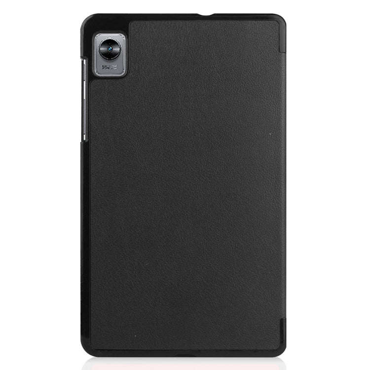 For Blackview Tab 60 8.68-Inch 2023 Custer Pure Color 3-Fold Holder Smart Leather Tablet Case(Black)