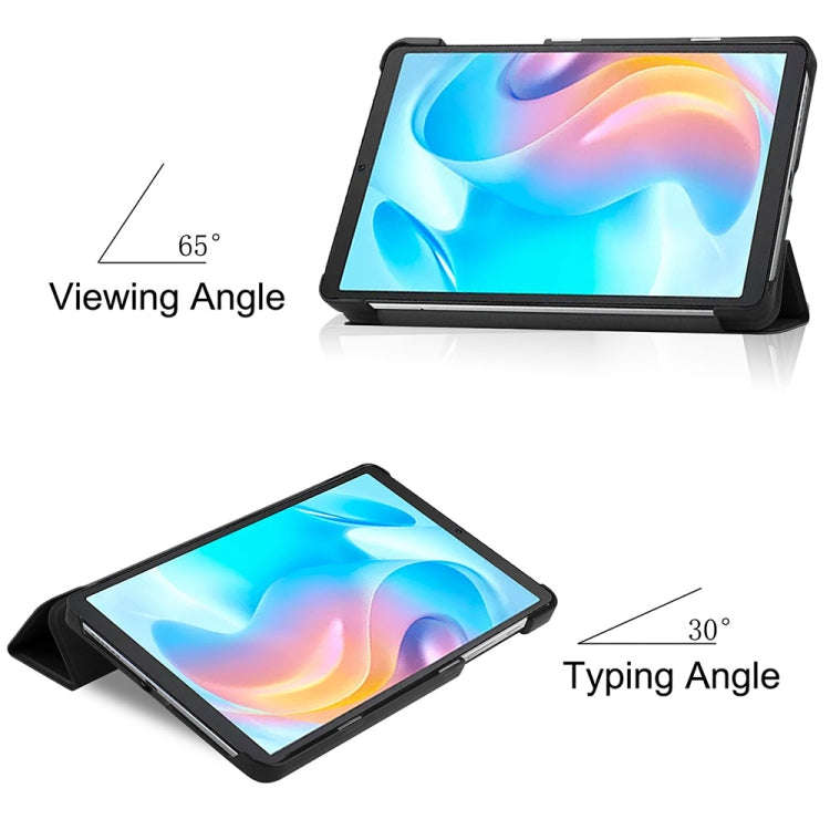 For Blackview Tab 60 8.68-Inch 2023 Custer Pure Color 3-Fold Holder Smart Leather Tablet Case(Black)
