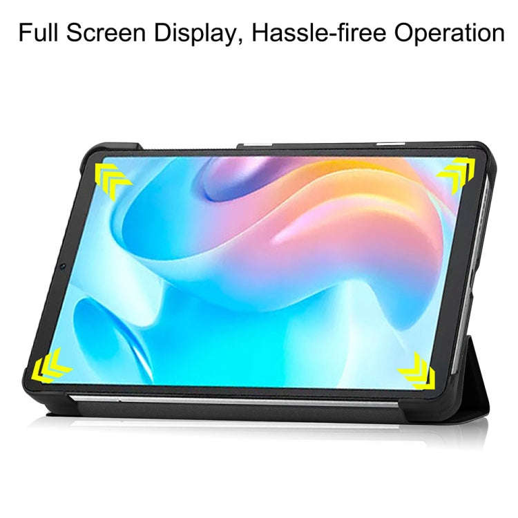 For Blackview Tab 60 8.68-Inch 2023 Custer Pure Color 3-Fold Holder Smart Leather Tablet Case(Black)