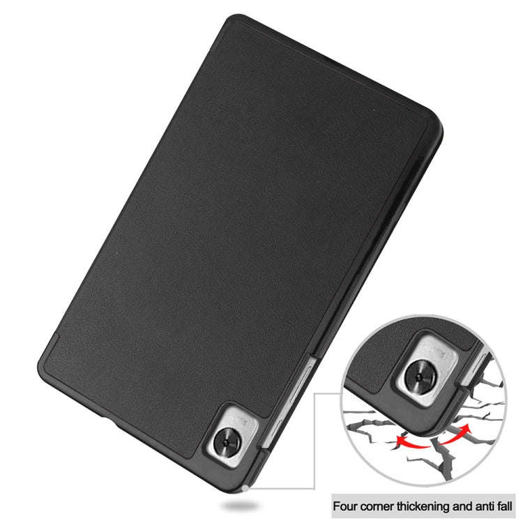 For Blackview Tab 60 8.68-Inch 2023 Custer Pure Color 3-Fold Holder Smart Leather Tablet Case(Black)