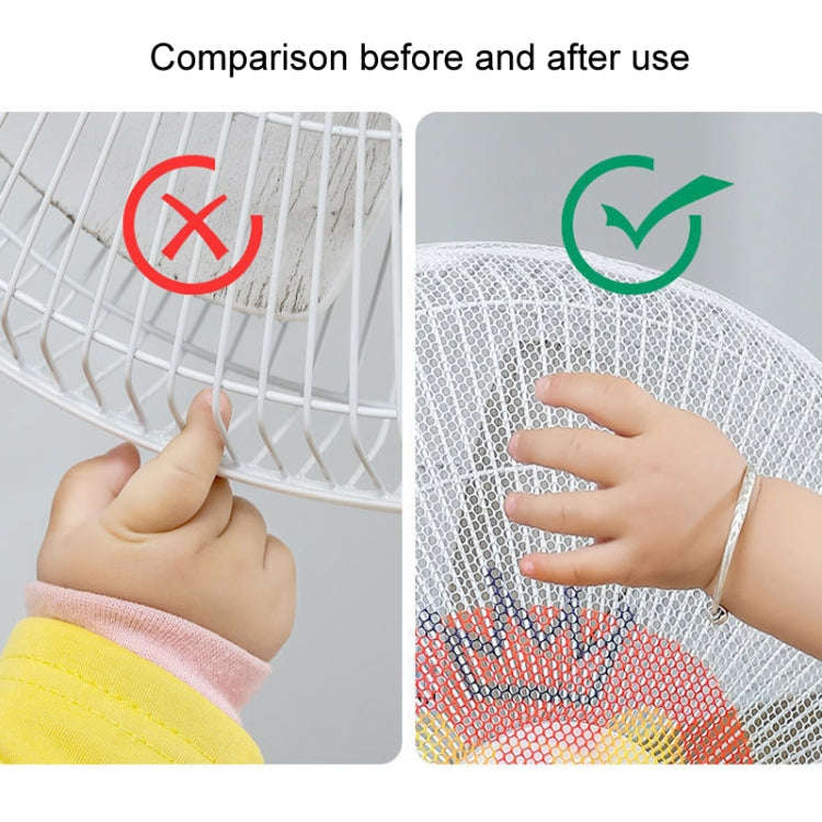 Children Anti-Pinch Hand Fan Cover All-around Fan Dustproof Mesh Cover(White)