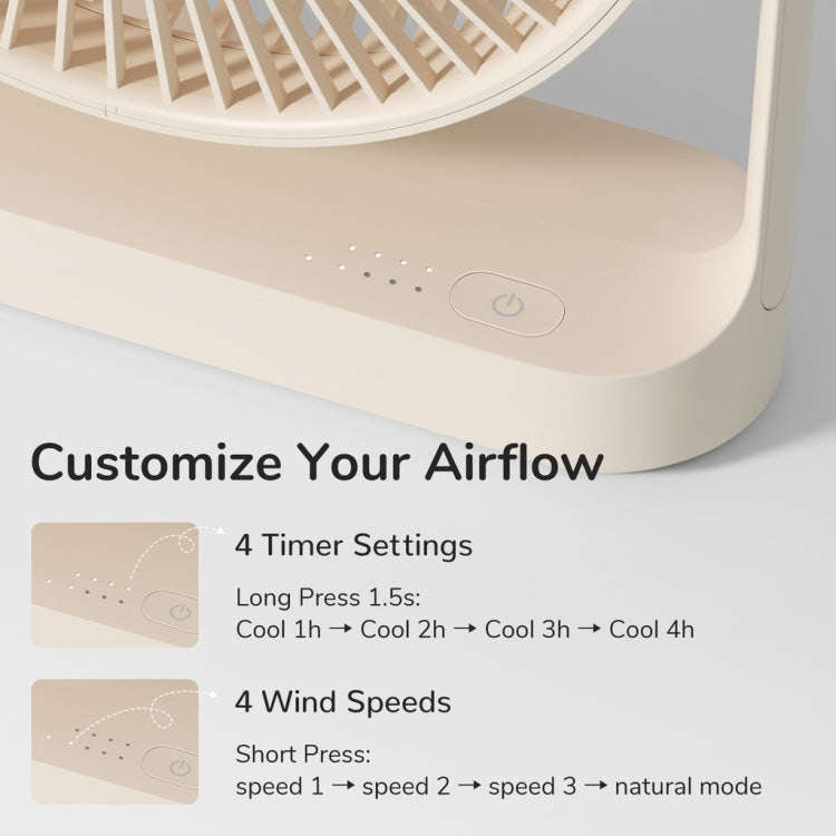 JisuLife FA27 Desktop Wireless Rechargeable Fan Office Table Mini Fan(Light Gray)