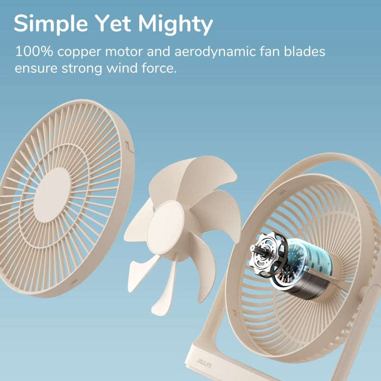 JisuLife FA27 Desktop Wireless Rechargeable Fan Office Table Mini Fan(Light Gray)