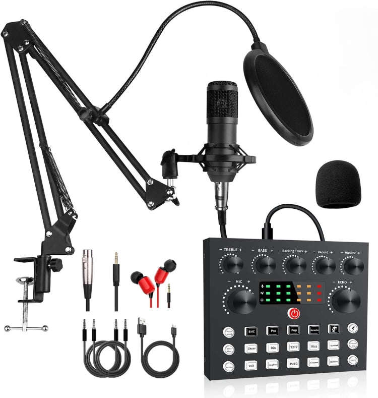 V8S Audio Mixer Live Voice Changer External Sound Card, Color: Black Cantilever Set