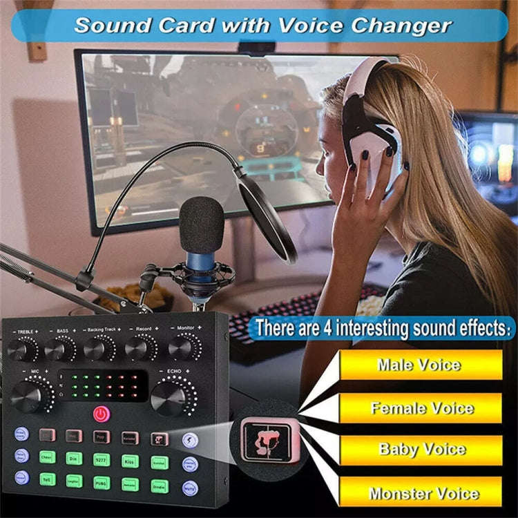 V8S Audio Mixer Live Voice Changer External Sound Card, Color: Gold Triangle Set