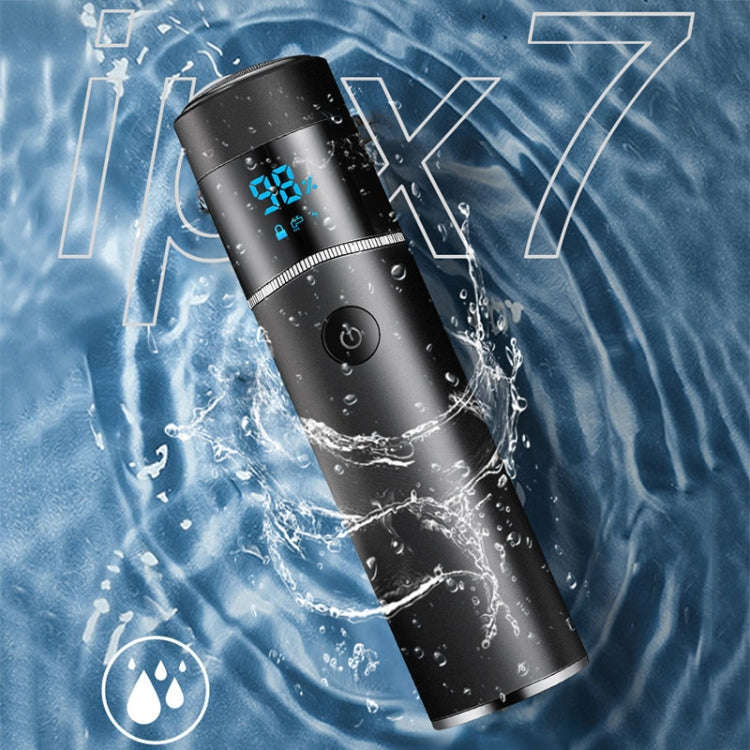 S-1090 IPX7 Waterproof 8D Portable LED Digital Display Round Electric Shaver(Silver)