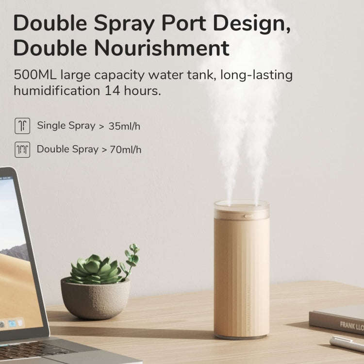 JisuLife HU16 Desktop Dual Mist Ports Humidifier, Color: Brown Rechargeable