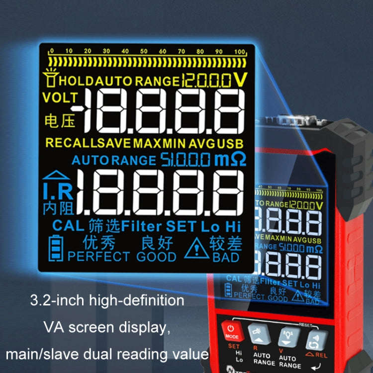 Battery Internal Resistance Tester Lead-Acid Alkaline Lithium Battery Tester, Model: IR500
