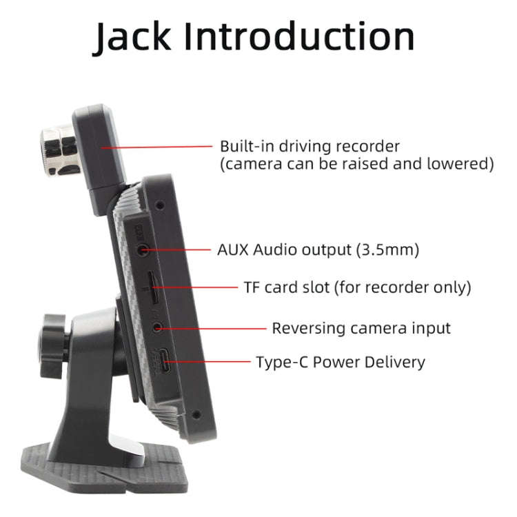 Car Bluetooth Portable DVR Monitor Support Carplay/Android Auto, Specifications: Display+ Camera