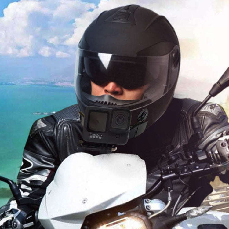 TUYU Motorcycle Integrated Hinged Helmet Chin Sports Camera Mounting Bracket, Style: With 2 Stickers