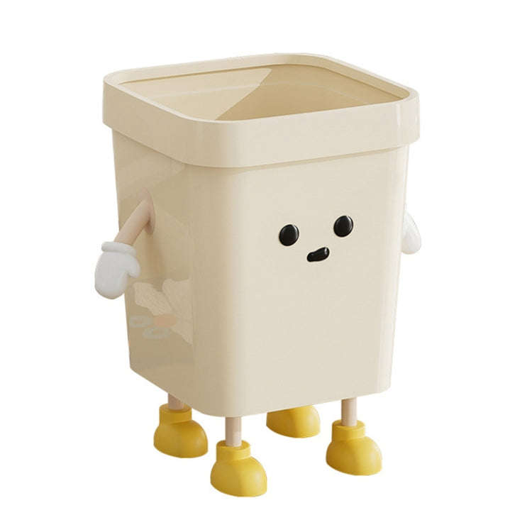 Cute Square Trash Can Household Living Room Bathroom Garbage Bin, Style: 12L Standing White