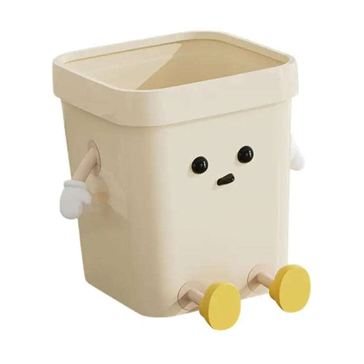 Cute Square Trash Can Household Living Room Bathroom Garbage Bin, Style: 12L Sitting White