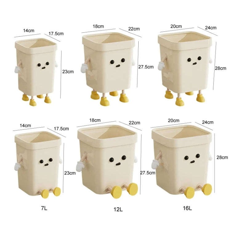 Cute Square Trash Can Household Living Room Bathroom Garbage Bin, Style: 16L Standing Brown
