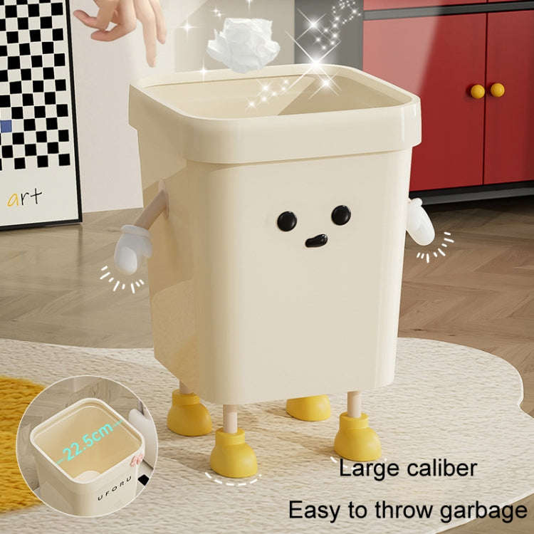 Cute Square Trash Can Household Living Room Bathroom Garbage Bin, Style: 16L Standing Brown