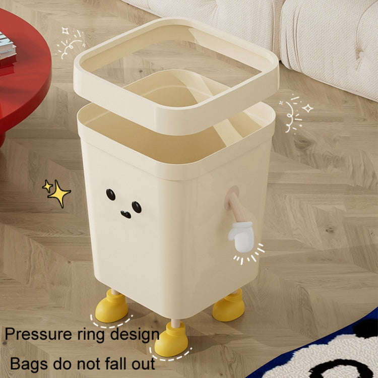 Cute Square Trash Can Household Living Room Bathroom Garbage Bin, Style: 16L Standing Brown