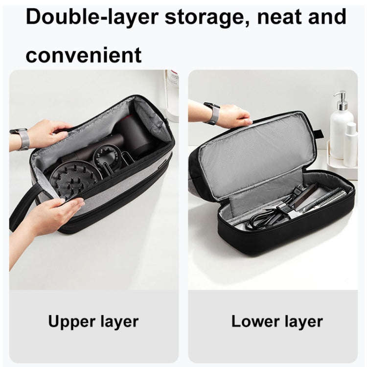 For Dyson Baona BN-DS005 Large-capacity Double-layer Hair Dryer Curling Iron Storage Bag(Black)