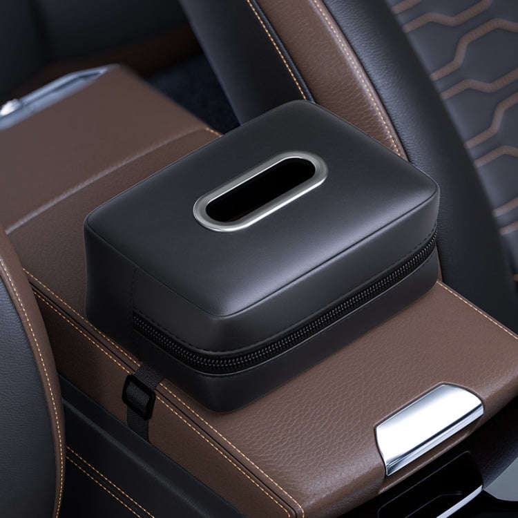 Car Seat Armrest Tissue Box Sun Visor Seat Back Hanging Paper Bag(Black)