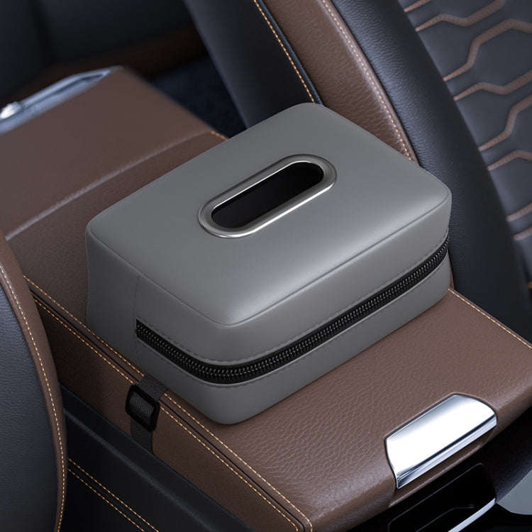 Car Seat Armrest Tissue Box Sun Visor Seat Back Hanging Paper Bag(Gray)