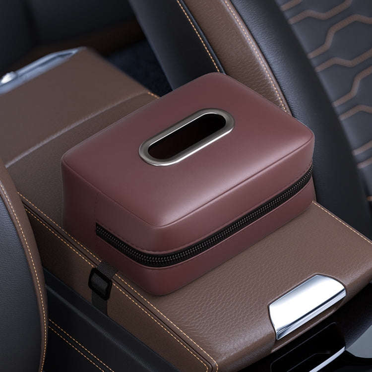 Car Seat Armrest Tissue Box Sun Visor Seat Back Hanging Paper Bag(Red)