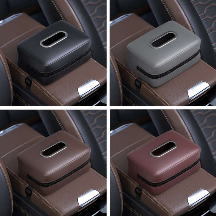 Car Seat Armrest Tissue Box Sun Visor Seat Back Hanging Paper Bag(Gray)
