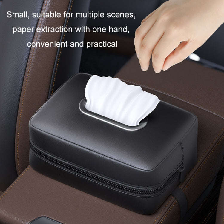 Car Seat Armrest Tissue Box Sun Visor Seat Back Hanging Paper Bag(Black)