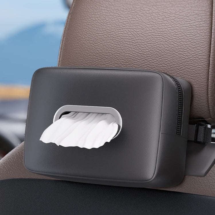 Car Seat Armrest Tissue Box Sun Visor Seat Back Hanging Paper Bag(Black)