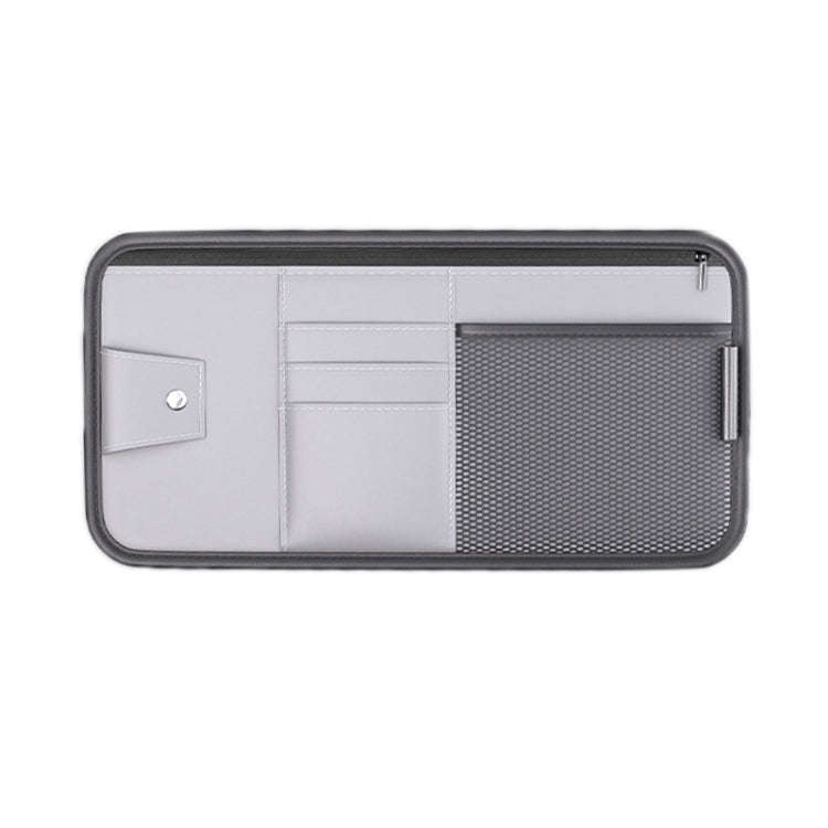Car Sun Visor Card Glasses Holder Zipper Storage Bag(Gray)