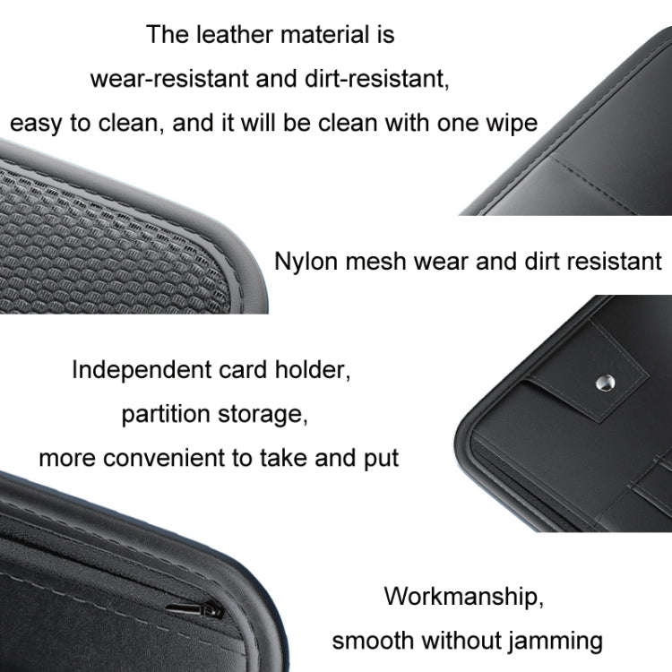 Car Sun Visor Card Glasses Holder Zipper Storage Bag(Black)