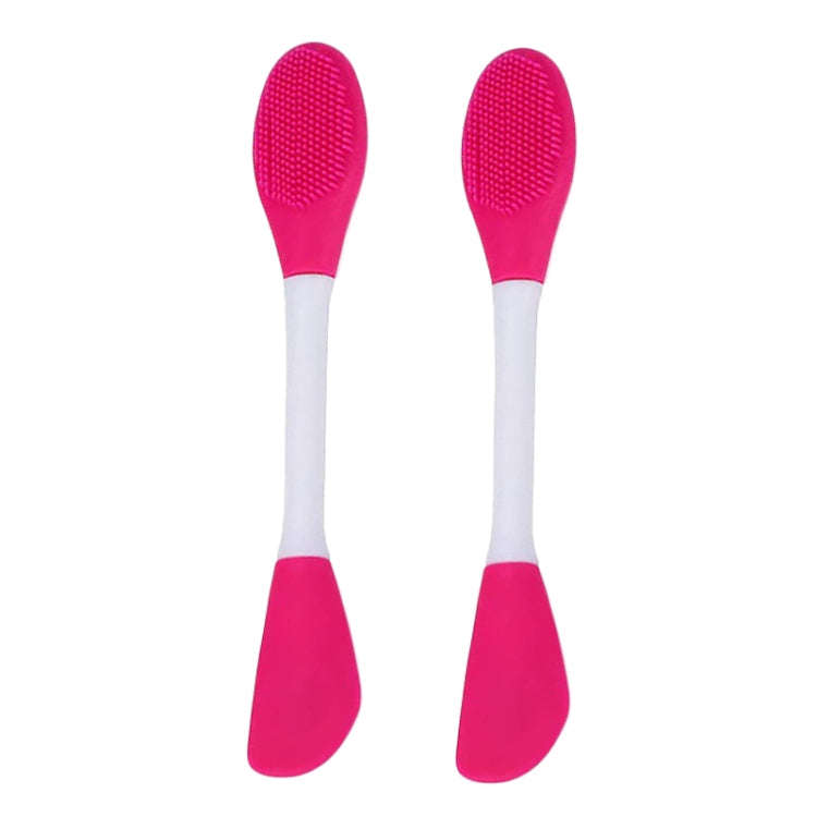 2pcs Dual Head Silicone Face Mask Brush Face Cleansing Massage Brush Mud Mask Applicator(Rose)