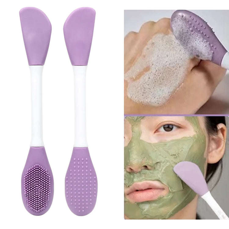 2pcs Dual Head Silicone Face Mask Brush Face Cleansing Massage Brush Mud Mask Applicator(Rose)