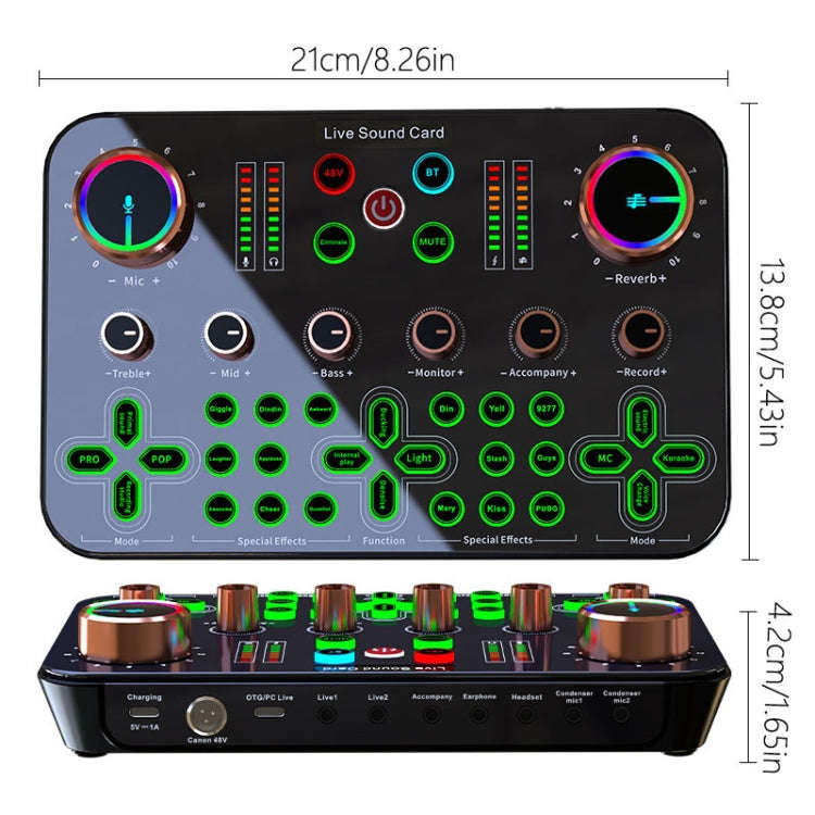 K600 48V English Version Live Dedicated Sound Card(Black)