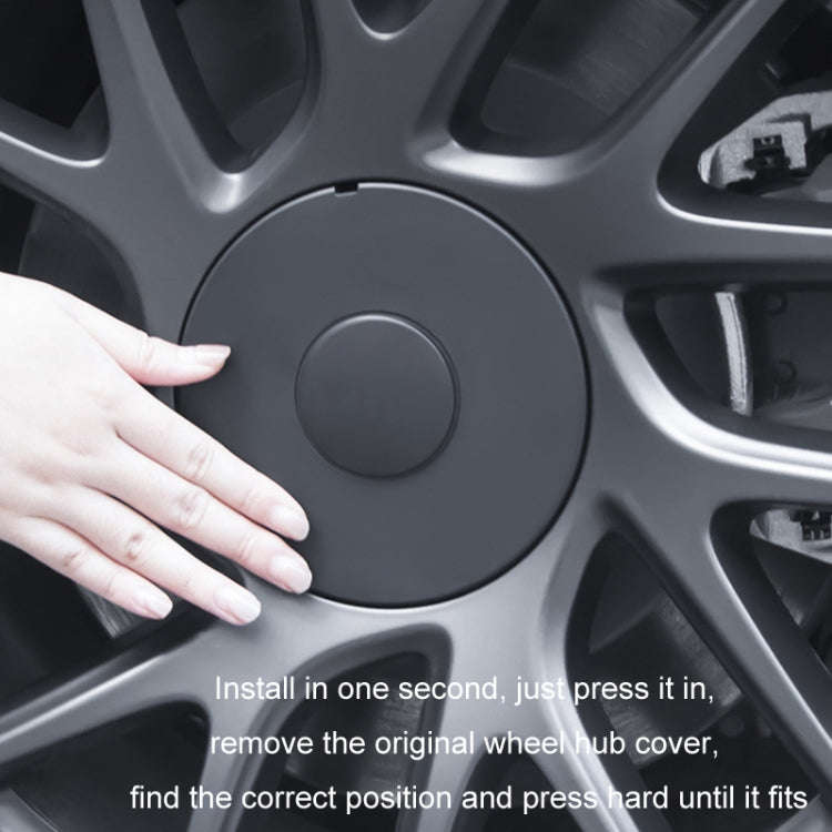 For 2024 Tesla Model 3 4pcs /Set Wheel Center Cover Modification Accessories(Matte Black)
