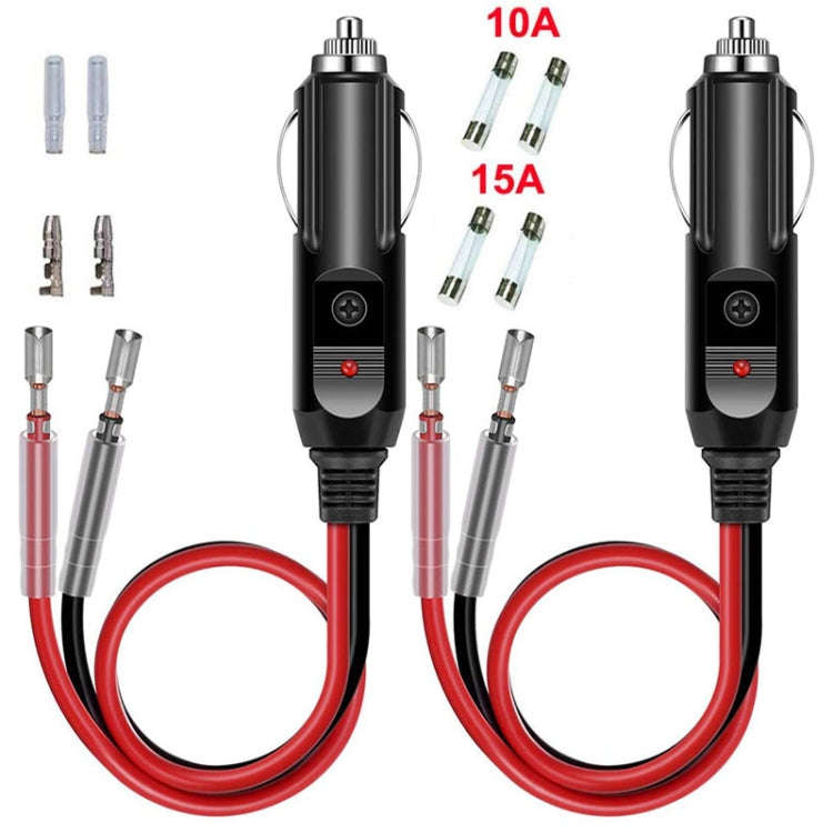 1pair 16AWG 15A 12V/24V Fused Cigarette Lighter Plug With Lead