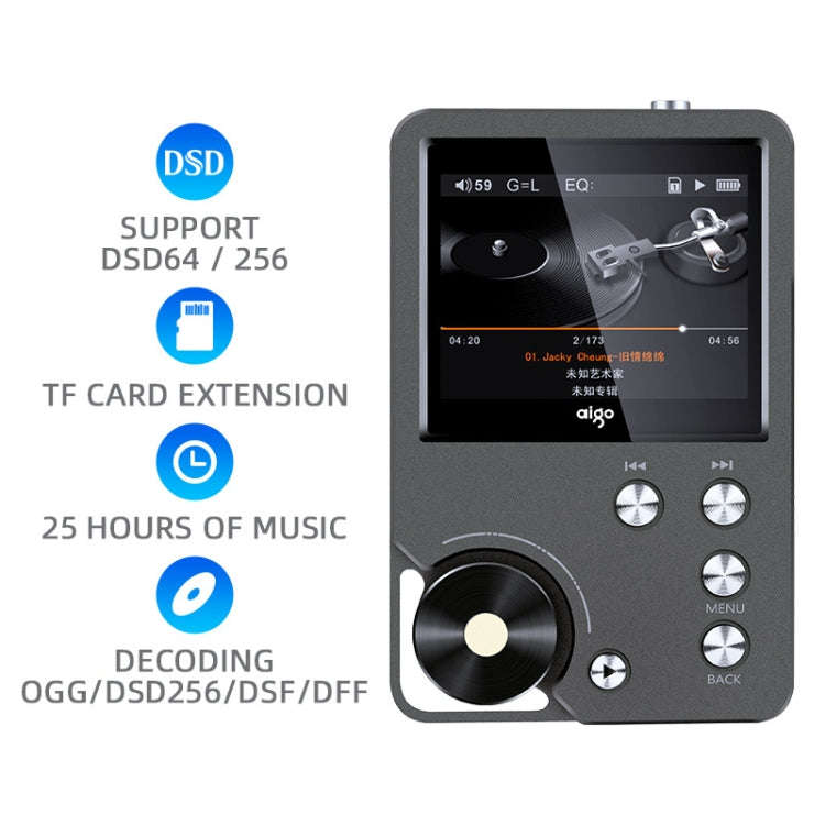 Without TF Card HIFI Lossless DSD256 Music Player Sports MP3(Silver Gray)